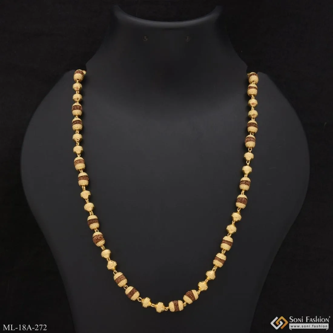 1 Gram Gold Forming Superior Quality Hand-Finished Design Mala for Men - Style A272