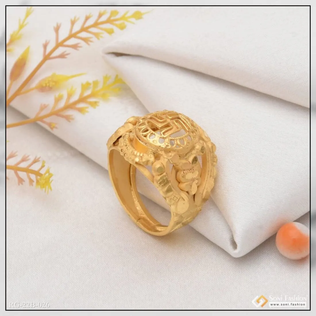 1 Gram Gold Forming Swastik Fancy Design High-quality Ring For Men - Style B026