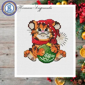 A tiger cub and a ball - PDF Cross Stitch Pattern