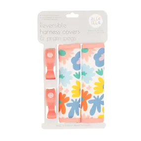 All 4 Ella Harness Covers & Pram Pegs - Bright Floral