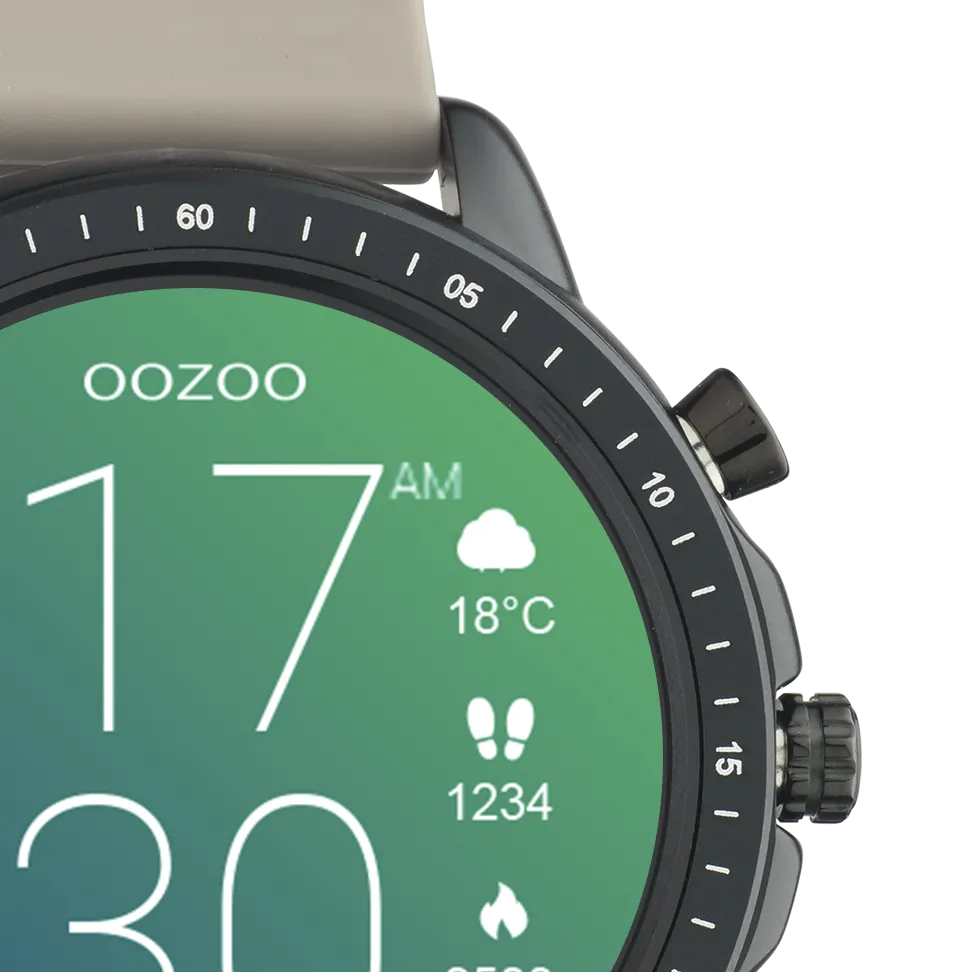 Black OOZOO smartwatch with taupe rubber strap - Q00330