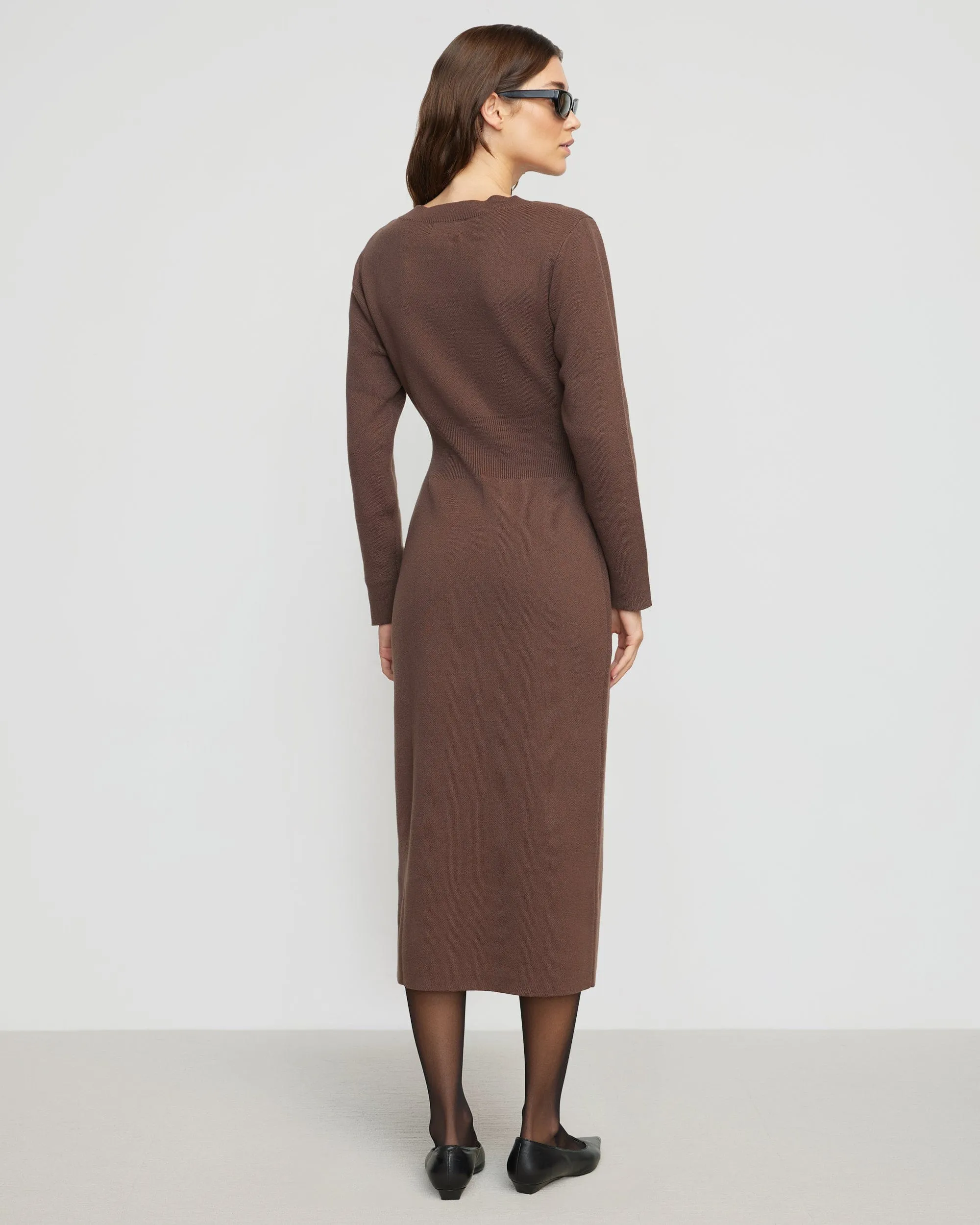 Bora Off-Shoulder V-Neck Sweater Dress