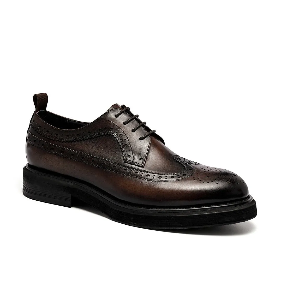 Brown leather brogue shoes for men