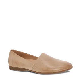 Dansko Women's Larisa Leather Flat Slip On Loafer in Taupe