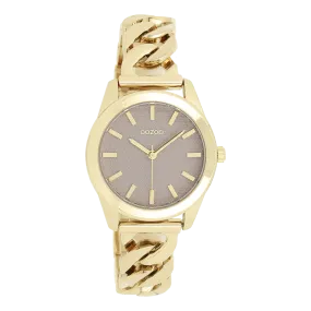 Gold coloured OOZOO watch with gold coloured petit chain bracelet - C11420