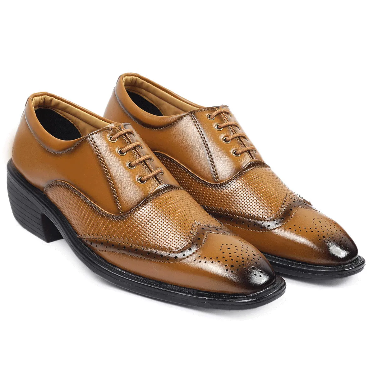 Height Increasing Tan Casual And Formal Lace-Up Shoes For Men-JonasParamount