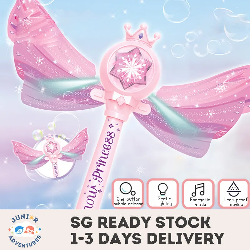 Princess Magic Wand Automatic Bubble Machine Handheld Glowing Music Fairy Wand Leak-proof Bubble Stick