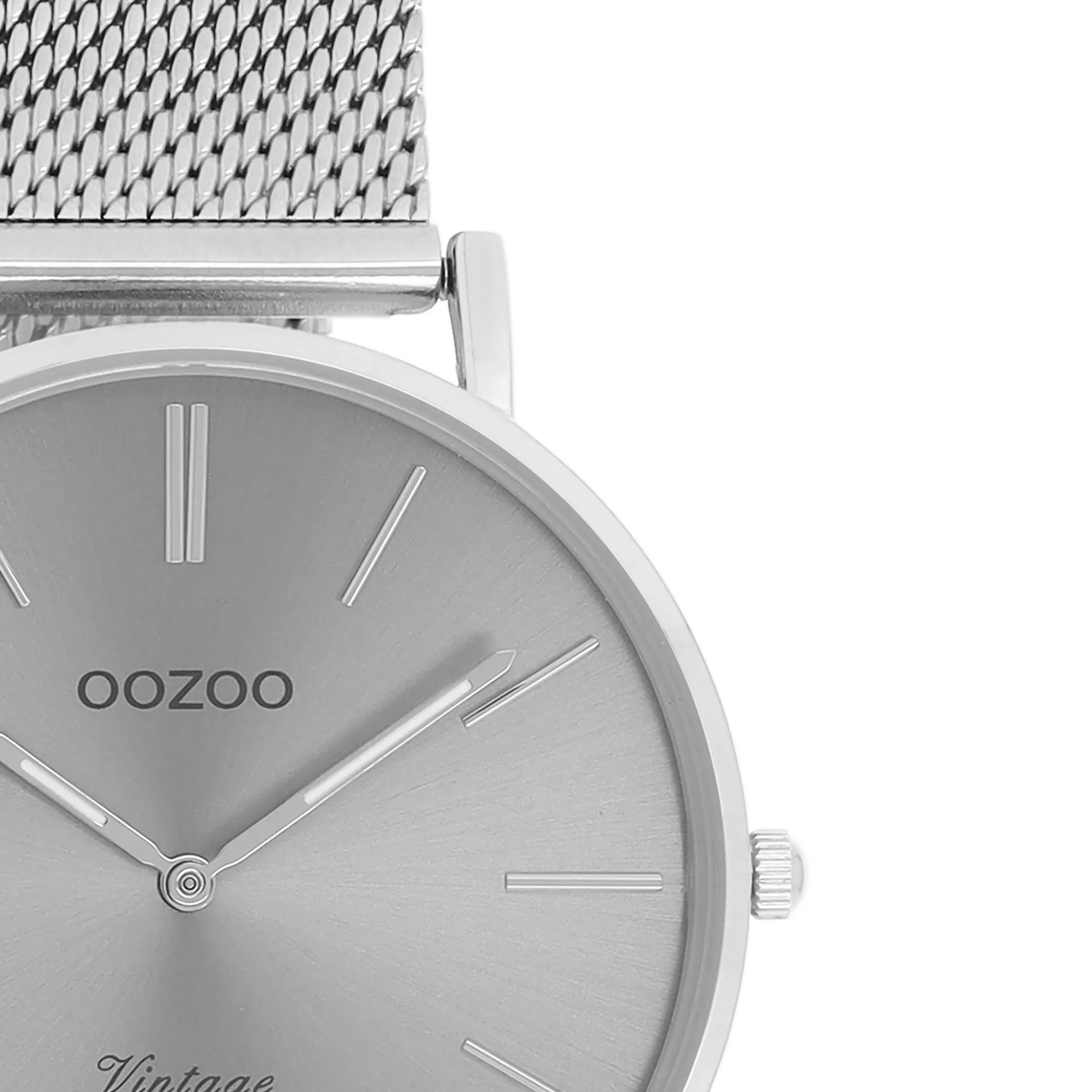 Silver coloured OOZOO watch with silver coloured metal mesh bracelet - C9938