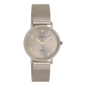 Taupe OOZOO watch with taupe metal mesh bracelet - C20382